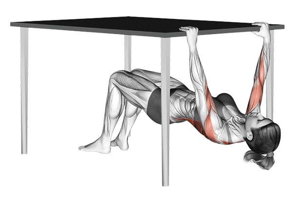 Rowing inversé sous une table