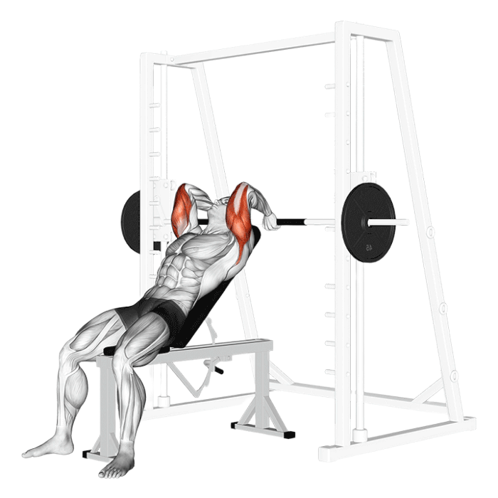 Extensions triceps incline smith machine